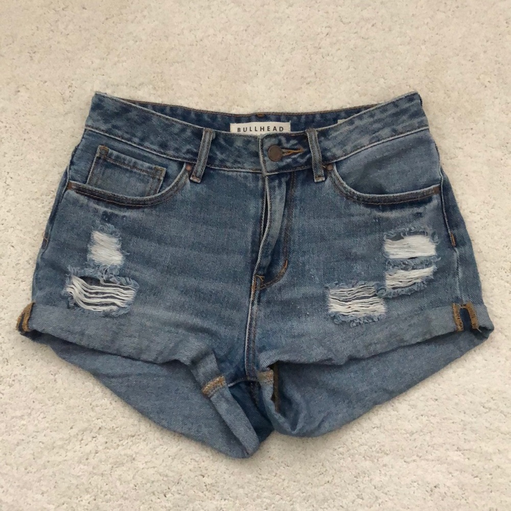 High rise shortie jean shorts